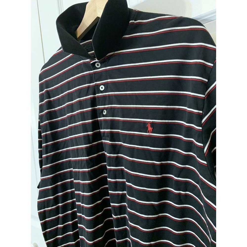 Polo Golf Ralph Lauren Men's Sz‎ L Black Stripped Golf Polo Shirt Pima Cotton